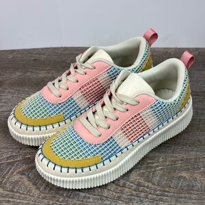 Nicole Miller BRITA Mixed Woven Platform Sneakers Size 7.5